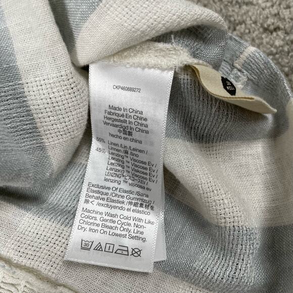 Madewell Linen Blend Abbie Crop Top in Blue White Stripe Size XL NWOT Coastal - Picture 7 of 8